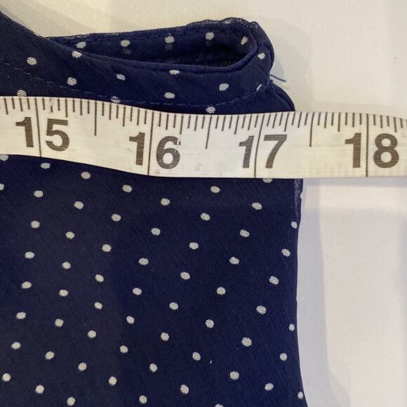 Blue Bird Polka Dot Sheer Dress Floral Appliqué Halter Midi Shift Dress Sz S Jun - Picture 10 of 13